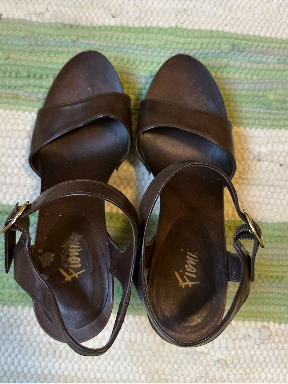 FIONI Clothing Dark Brown Leather Ankle-Strap Sandals